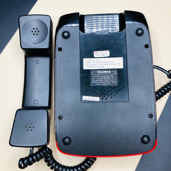 80s Telemax Red Black Princess Telephone with Cord and Handset Retro Electronics - Picture 5 of 11